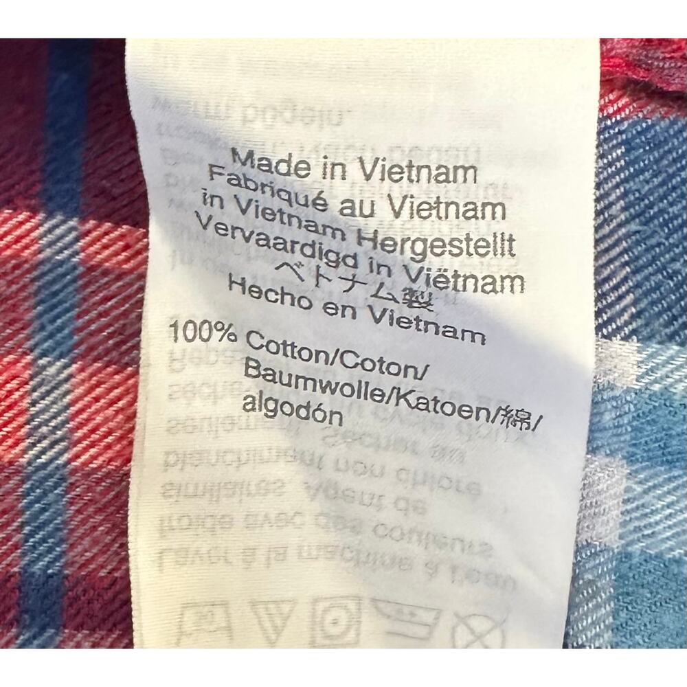 J. Crew Mercantile Ruffle Flannel Shirt Blue Red Plaid J6456 Size M - Picture 10 of 11
